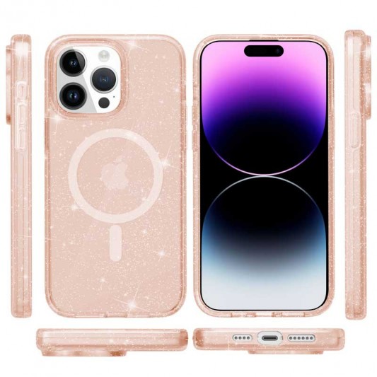 Чохол TPU Galaxy Sparkle (MagFit) для Apple iPhone 14 Pro (6.1") Gold+Glitter - зображення 1 