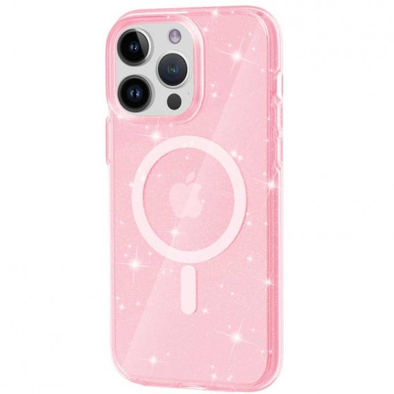 Чохол TPU Galaxy Sparkle (MagFit) для Apple iPhone 14 Pro (6.1"), Pink+Glitter