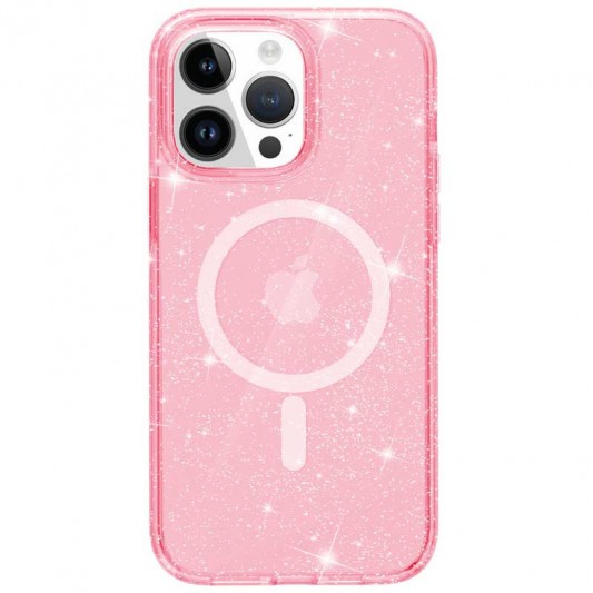Чохол TPU Galaxy Sparkle (MagFit) для Apple iPhone 14 Pro (6.1") Pink+Glitter - зображення 3 