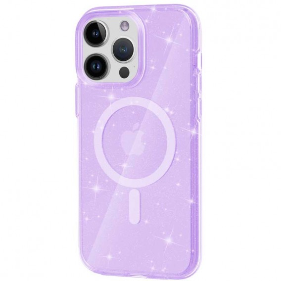 Чохол TPU Galaxy Sparkle (MagFit) для Apple iPhone 14 Pro (6.1"), Purple+Glitter