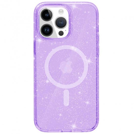 Чохол TPU Galaxy Sparkle (MagFit) для Apple iPhone 14 Pro (6.1") Purple+Glitter - зображення 3 
