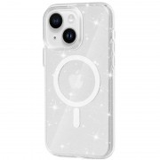 Чохол TPU Galaxy Sparkle (MagFit) для Apple iPhone 15 (6.1") Clear+Glitter