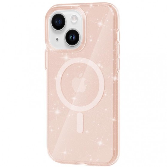 Чохол TPU Galaxy Sparkle (MagFit) для Apple iPhone 15 Plus (6.7") Gold+Glitter