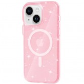 Чехол TPU Galaxy Sparkle (MagFit) для Apple iPhone 15 Plus (6.7 дюйма) Pink+Glitter