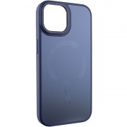 Чехол TPU+Glass Sapphire Midnight Open Camera with MagSafe для Apple iPhone 15 (6.1"), Синий / Deep navy