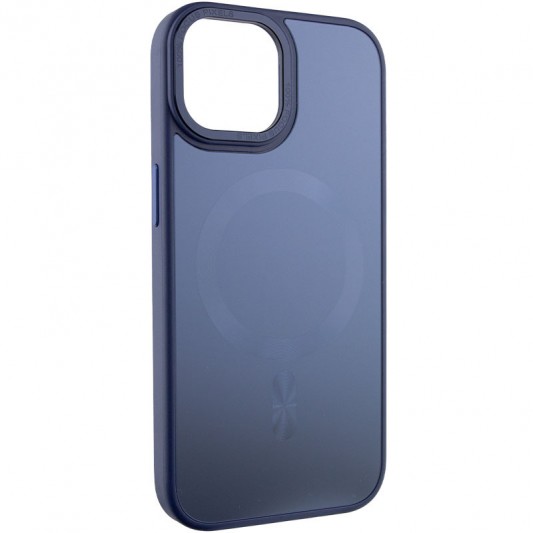 Чехол TPU+Glass Sapphire Midnight Open Camera with MagSafe для Apple iPhone 15 (6.1") Синий / Deep navy - изображение 1