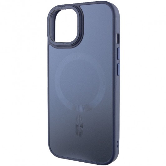 Чехол TPU+Glass Sapphire Midnight Open Camera with MagSafe для Apple iPhone 15 (6.1") Синий / Deep navy - изображение 2