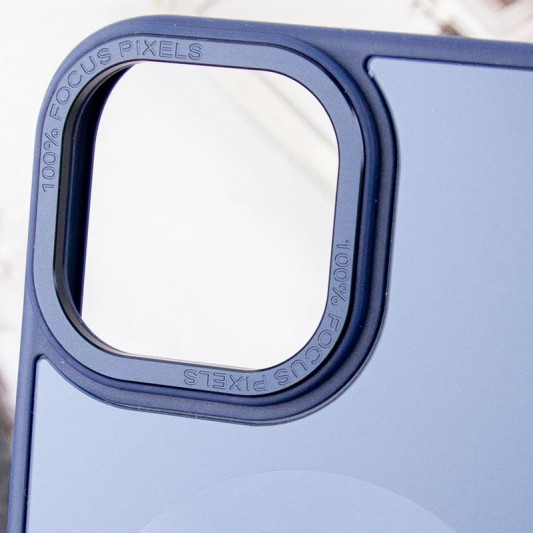 Чехол TPU+Glass Sapphire Midnight Open Camera with MagSafe для Apple iPhone 15 (6.1") Синий / Deep navy - изображение 5