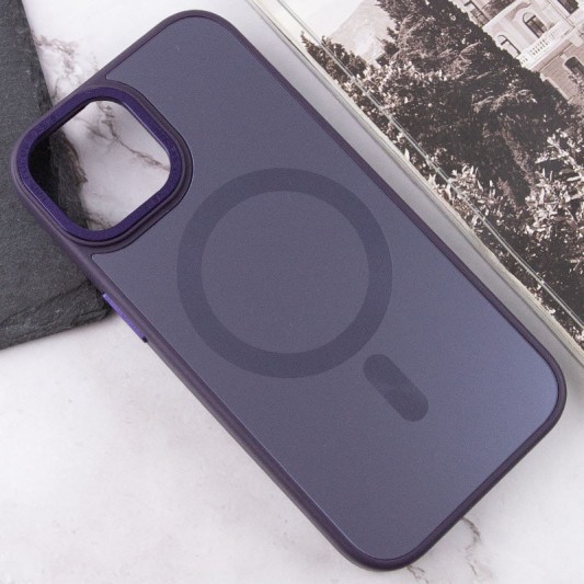 Чехол TPU+Glass Sapphire Midnight Open Camera with MagSafe для Apple iPhone 15 (6.1"), Фиолетовый / Deep Purple - изображение 4