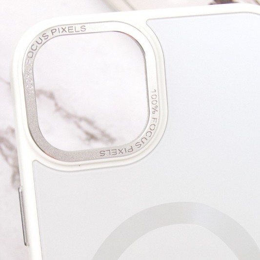 Чехол TPU+Glass Sapphire Midnight Open Camera with MagSafe для Apple iPhone 15 Plus (6.7") Белый / White - изображение 5