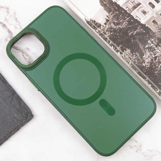 Чохол TPU+Glass Sapphire Midnight Open Camera with MagSafe для Apple iPhone 15 Plus (6.7") Зелений / Forest green - зображення 1 