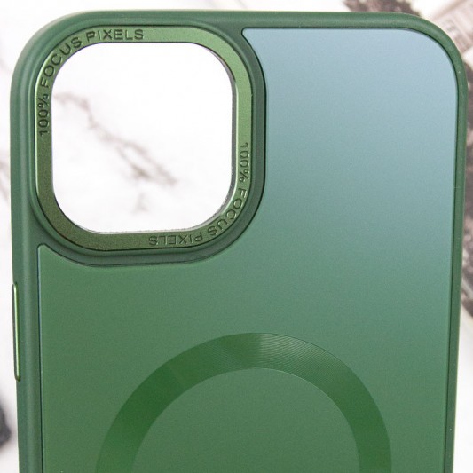 Чохол TPU+Glass Sapphire Midnight Open Camera with MagSafe для Apple iPhone 15 Plus (6.7") Зелений / Forest green - зображення 5 
