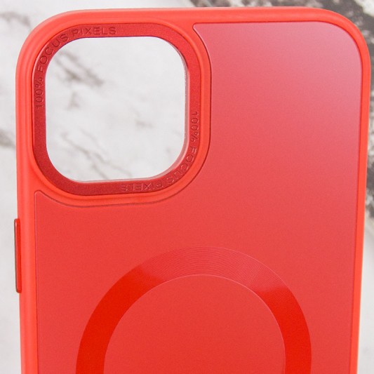 Чехол TPU+Glass Sapphire Midnight Open Camera with MagSafe для Apple iPhone 15 Plus (6.7") Красный / Red - изображение 5