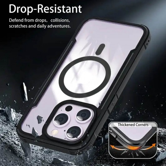 TPU+PC чехол Defense Clear with MagSafe для Apple iPhone 15 Pro Max (6.7") Черный - изображение 1