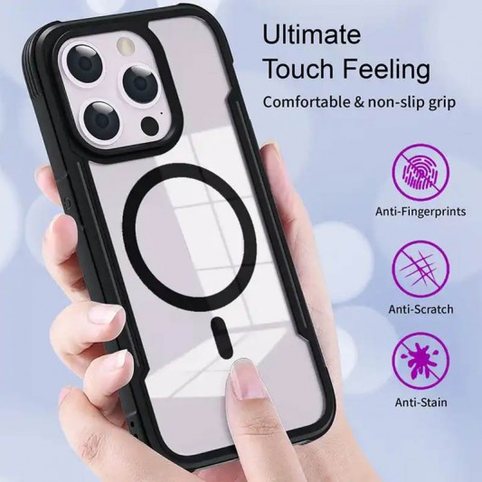 TPU+PC чехол Defense Clear with MagSafe для Apple iPhone 15 Pro Max (6.7") Черный - изображение 3