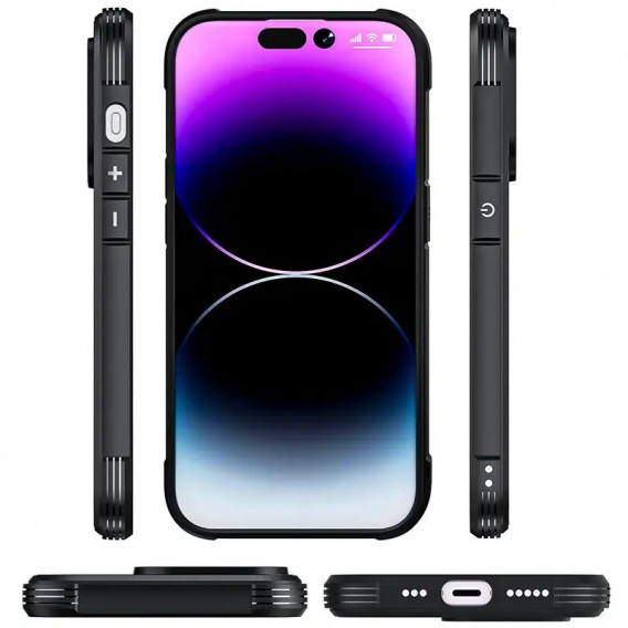 TPU+PC чехол Defense Clear with MagSafe для Apple iPhone 15 Pro Max (6.7"), Черный