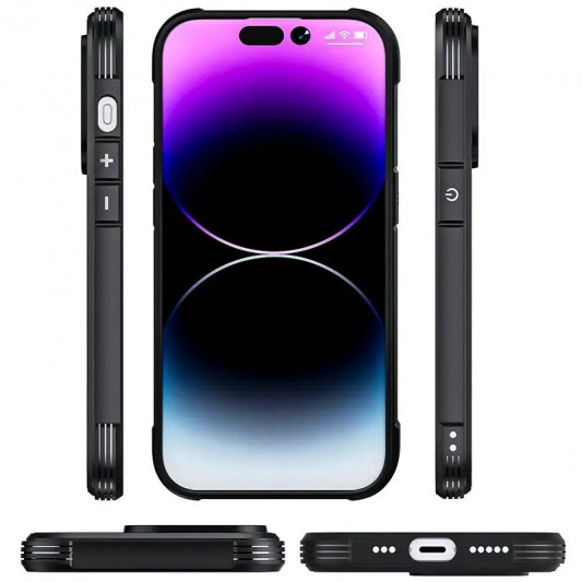 TPU+PC чохол Defense Matte для Apple iPhone 15 Pro (6.1") Чорний - зображення 1 