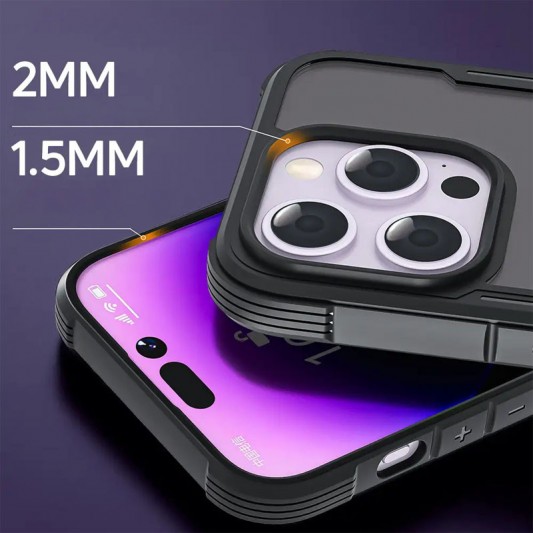 TPU+PC чохол Defense Matte для Apple iPhone 15 Pro (6.1") Чорний - зображення 3 