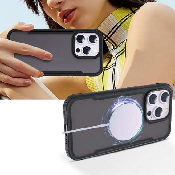 TPU+PC чехол Defense Matte для Apple iPhone 15 Pro Max (6.7"), Черный