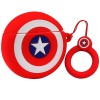 Силиконовый футляр Marvel & DC series для наушников AirPods 1/2 + кольцо, Капитан Америка / Красный