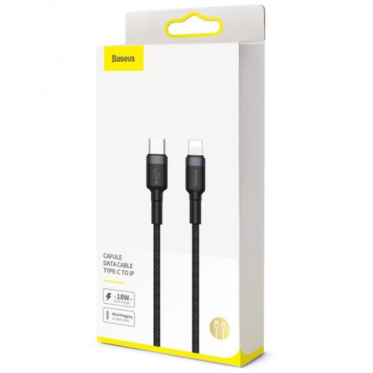 Дата кабель Baseus Cafule Type-C to Lightning PD 18W (1m) (CATLKLF) Gray / Black - зображення 3 
