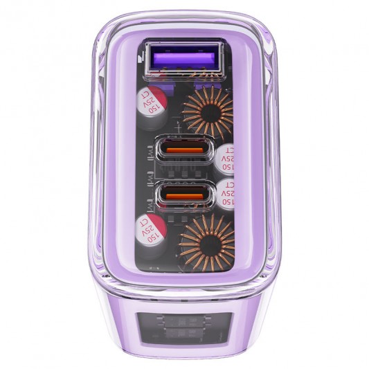 СЗУ Acefast A45 Exploration series PD65W GaN (1USB-A/2C) Purple alfalfa - изображение 1