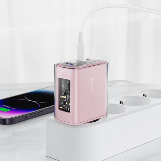 Зарядное устройство Acefast A45 Exploration series PD65W GaN (2*USB-C+USB-A), Cherry blossom