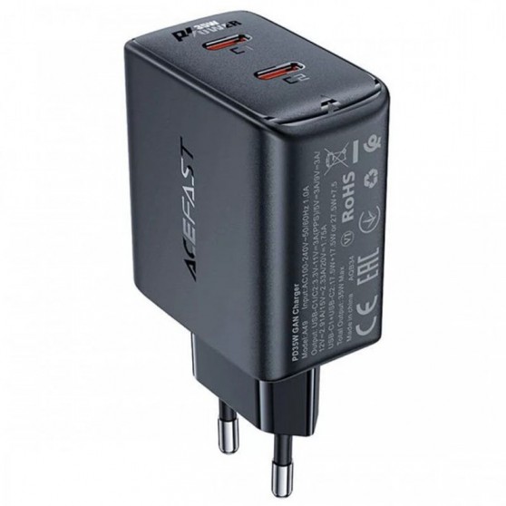 СЗУ Acefast A49 PD35W GaN (2USB-C) Black