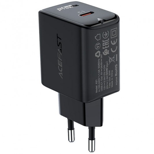 СЗУ Acefast A21 PD30W GaN (1USB-C) Black