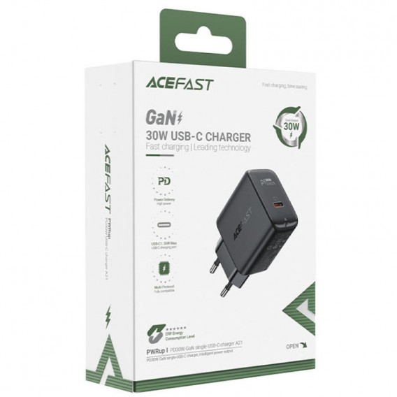 Зарядное устройство Acefast A21 30W GaN single USB-C, Black