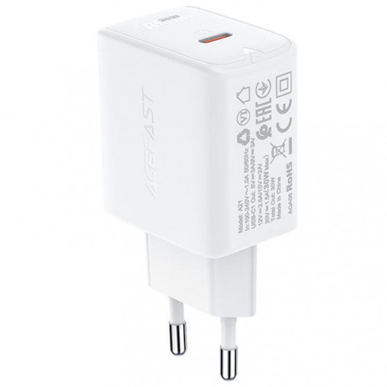 МЗП Acefast A21 PD30W GaN (1USB-C) White