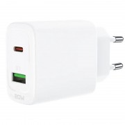 Зарядное устройство Acefast A25 PD20W (USB-C+USB-A) dual port, White