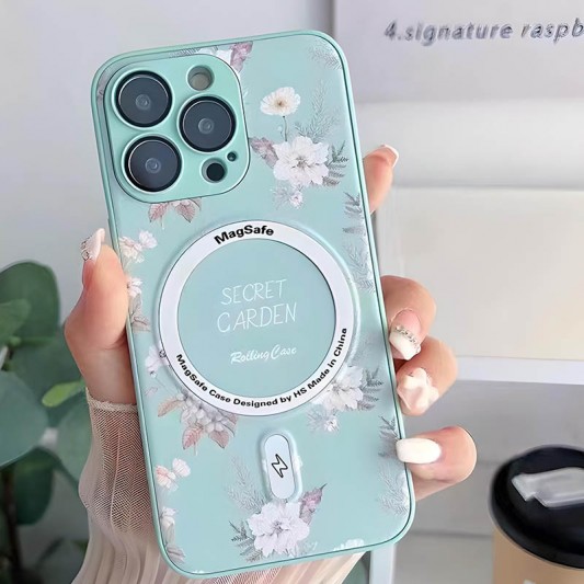 TPU+PC чехол Secret Garden with MagSafe для Apple iPhone 13 Pro Max (6.7") Mint - изображение 1