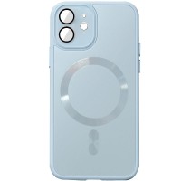 Чохол TPU+Glass Sapphire Midnight with MagSafe для Apple iPhone 12 (6.1") Блакитний / Blue