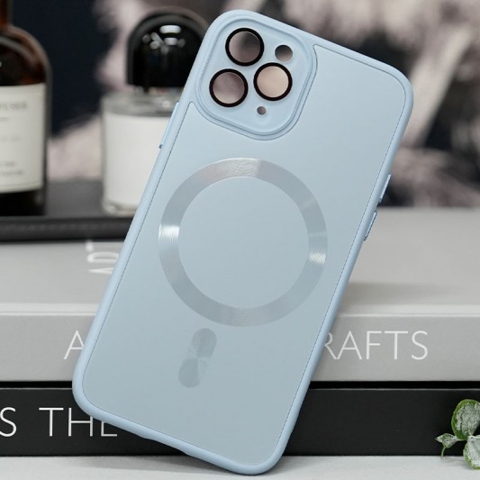 Чохол TPU+Glass Sapphire Midnight with MagSafe для Apple iPhone 12 Pro (6.1") Блакитний / Blue - зображення 1 