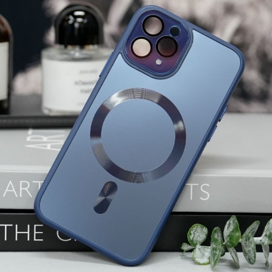 Чехол TPU+Glass Sapphire Midnight with MagSafe для Apple iPhone 12 Pro (6.1") Синий / Deep navy - изображение 1
