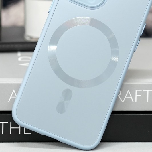 Чохол TPU+Glass Sapphire Midnight with MagSafe для Apple iPhone 14 (6.1") Блакитний / Blue - зображення 1 