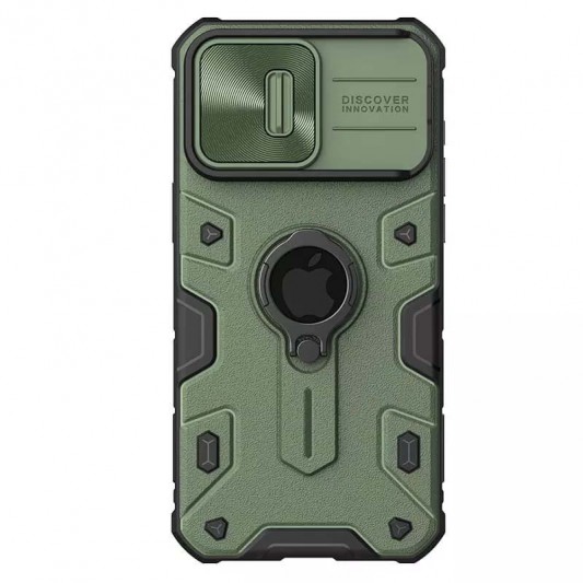 TPU+PC чехол Nillkin CamShield Armor (шторка на камеру) для Apple iPhone 15 Pro Max (6.7") Зеленый - изображение 1
