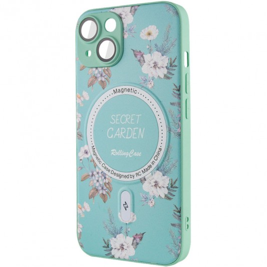 TPU+PC чехол Secret Garden with MagSafe для Apple iPhone 15 (6.1") Mint - изображение 2