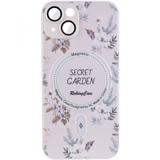 TPU+PC чехол Secret Garden with MagSafe для Apple iPhone 15 (6.1") White