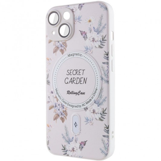 TPU+PC чехол Secret Garden with MagSafe для Apple iPhone 15 (6.1") White - изображение 2