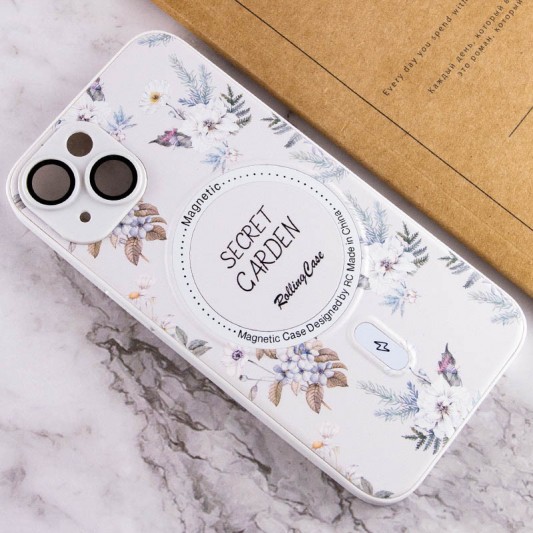 TPU+PC чехол Secret Garden with MagSafe для Apple iPhone 15 (6.1") White - изображение 3