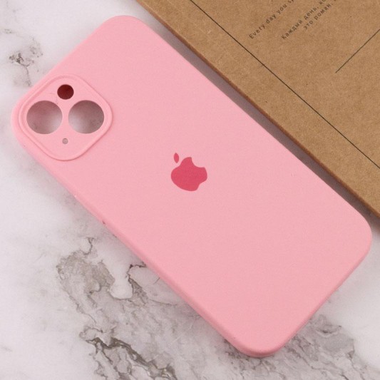 Чехол Silicone Case Full Camera Protective (AA) для Apple iPhone 15 (6.1") Розовый / Light pink - изображение 3