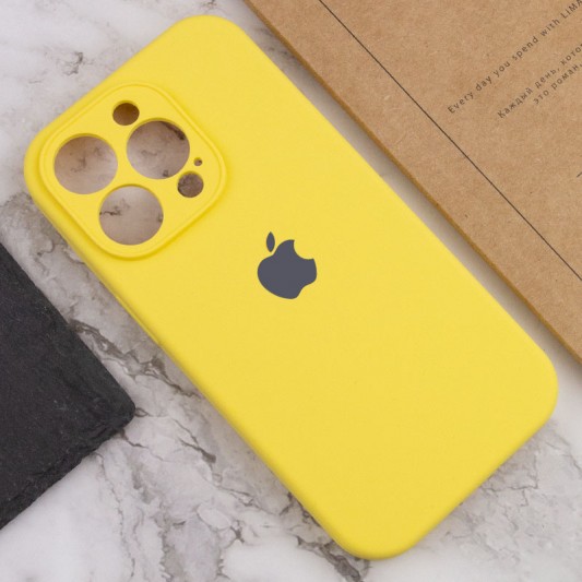 Чехол Silicone Case Full Camera Protective (AA) для Apple iPhone 15 Pro (6.1") Желтый / Yellow - изображение 4