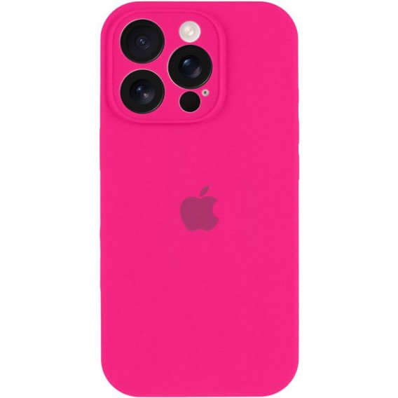 Чехол Silicone Case Full Camera Protective (AA) для Apple iPhone 15 Pro (6.1 дюйма) Розовый / Barbie pink