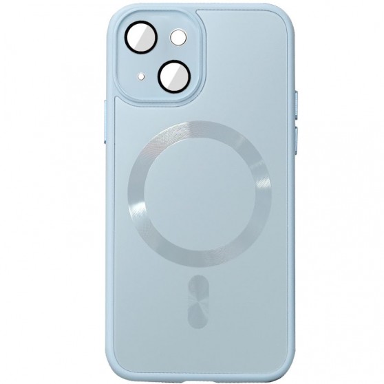 Чехол TPU+Glass Sapphire Midnight with MagSafe для Apple iPhone 15 Plus (6.7") Голубой / Blue
