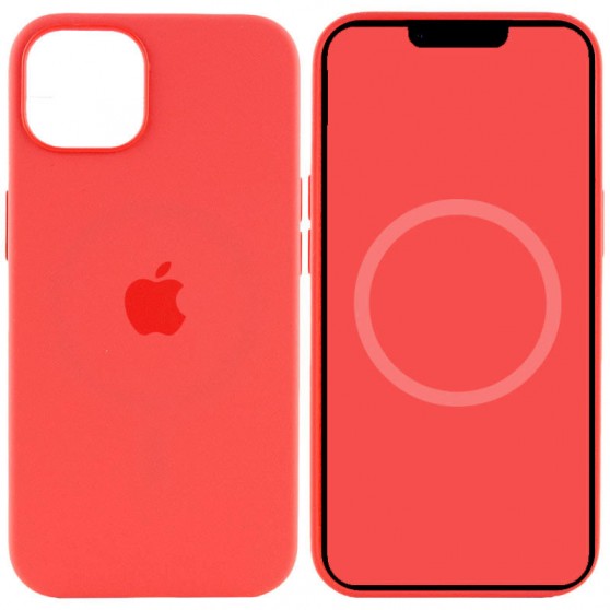 Чехол Silicone case (AAA) with Magsafe and Animation для Apple iPhone 15 Plus (6.7") Красный / Guava