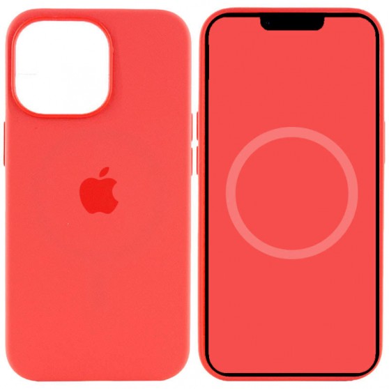 Чехол Silicone case (AAA) with Magsafe and Animation для Apple iPhone 15 Pro (6.1") Красный / Guava