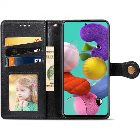 Кожаный чехол-книжка GETMAN Gallant (PU) для Samsung Galaxy A51 Черный - изображение 1