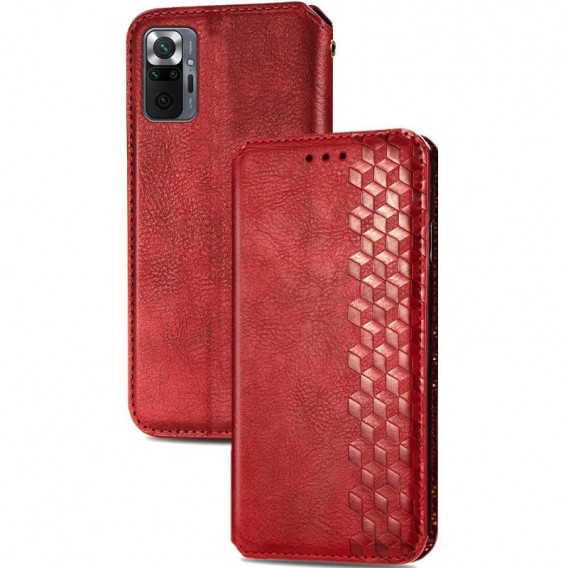 Шкіряний чохол книжка GETMAN Cubic (PU) для Xiaomi Redmi Note 10 Pro / 10 Pro Max, Червоний